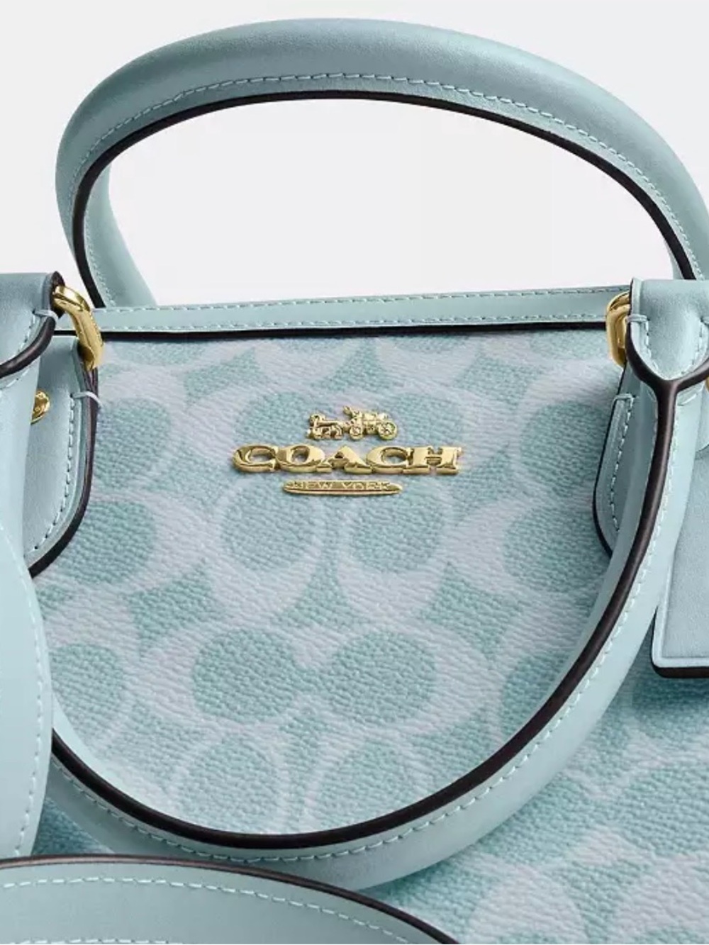 Coach Rowan Light Blue Signature Satchel with Gold Hardware - Picture 9 of 10